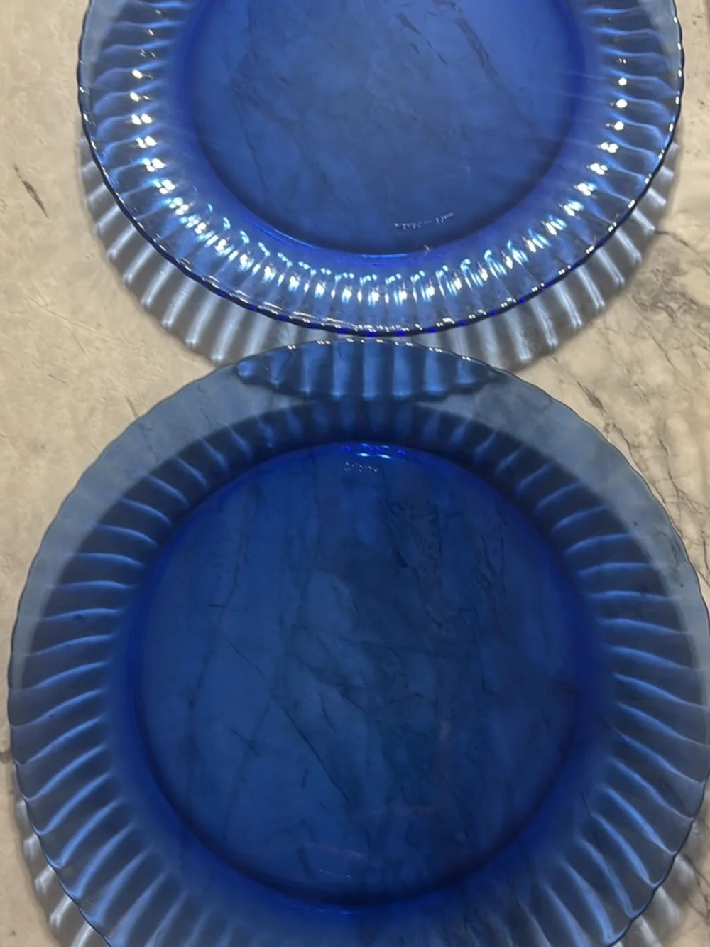 Set of 2 Cobalt Blue Glass Charger Plates